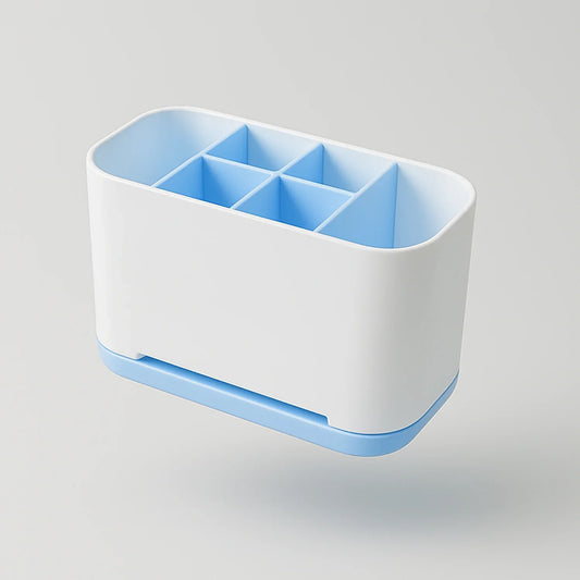 6 Compartment Multi Purpose Organizer Toothbrush Holder Stand Plastic Caddy (1 Pc) - Zidbik