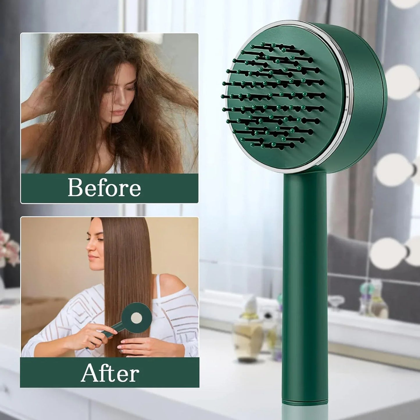 6034 Air Cushion Massage Brush Airbag Massage Comb With Long Handle Self-cleaning Hair Brush Detangling Anti-static For All Hair - Zidbik