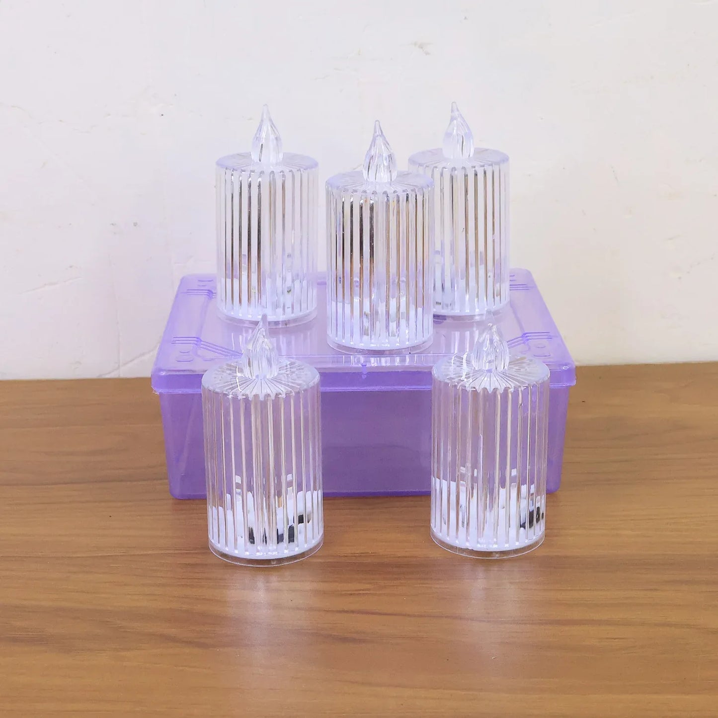Premium Crystal Effect Led Flameless Candle Lights (5 Pc) - Zidbik