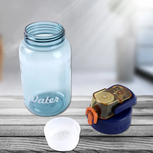 Blue Plastic Leak-proof Flip Cap Safty Lock Water Bottle (600ml Approx 1 Pc) - Zidbik