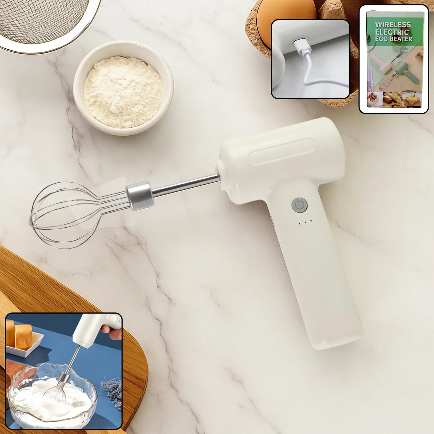 Cordless Electric Whisk Egg Beater - (1 Pc) - Zidbik