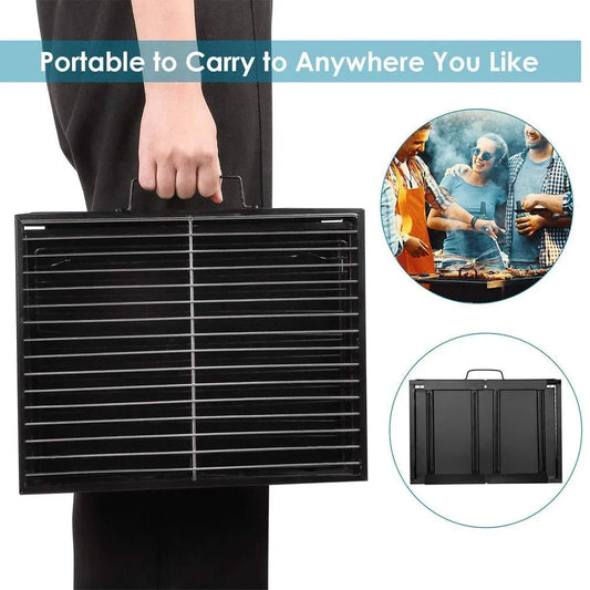126 Folding Barbeque Charcoal Grill Oven (Black Carbon Steel) - Zidbik