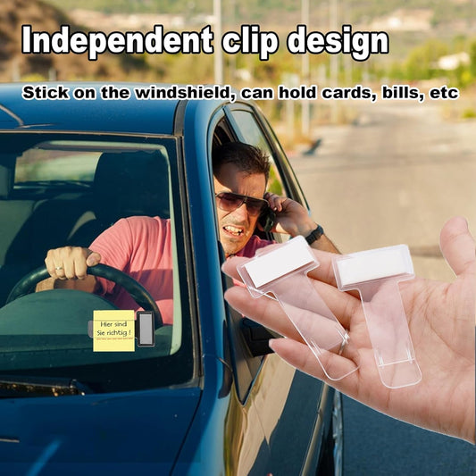 Windscreen Cardholder Fastag Stand Transparent Ticket Holder Car (2 Pc Set) - Zidbik