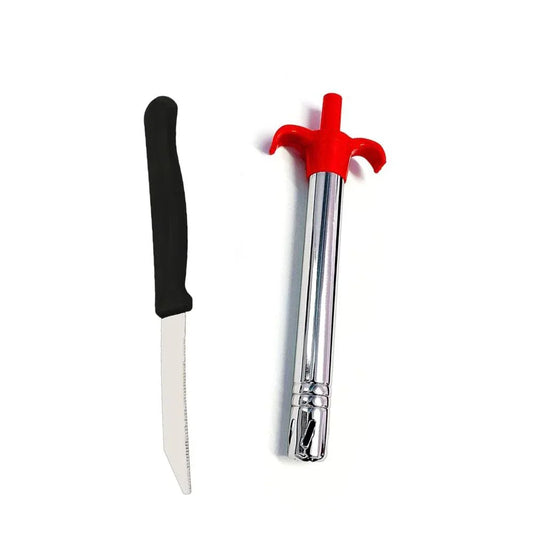 2158 Stainless Steel Electronic Gas Lighter And Knife (2 In 1) - Zidbik