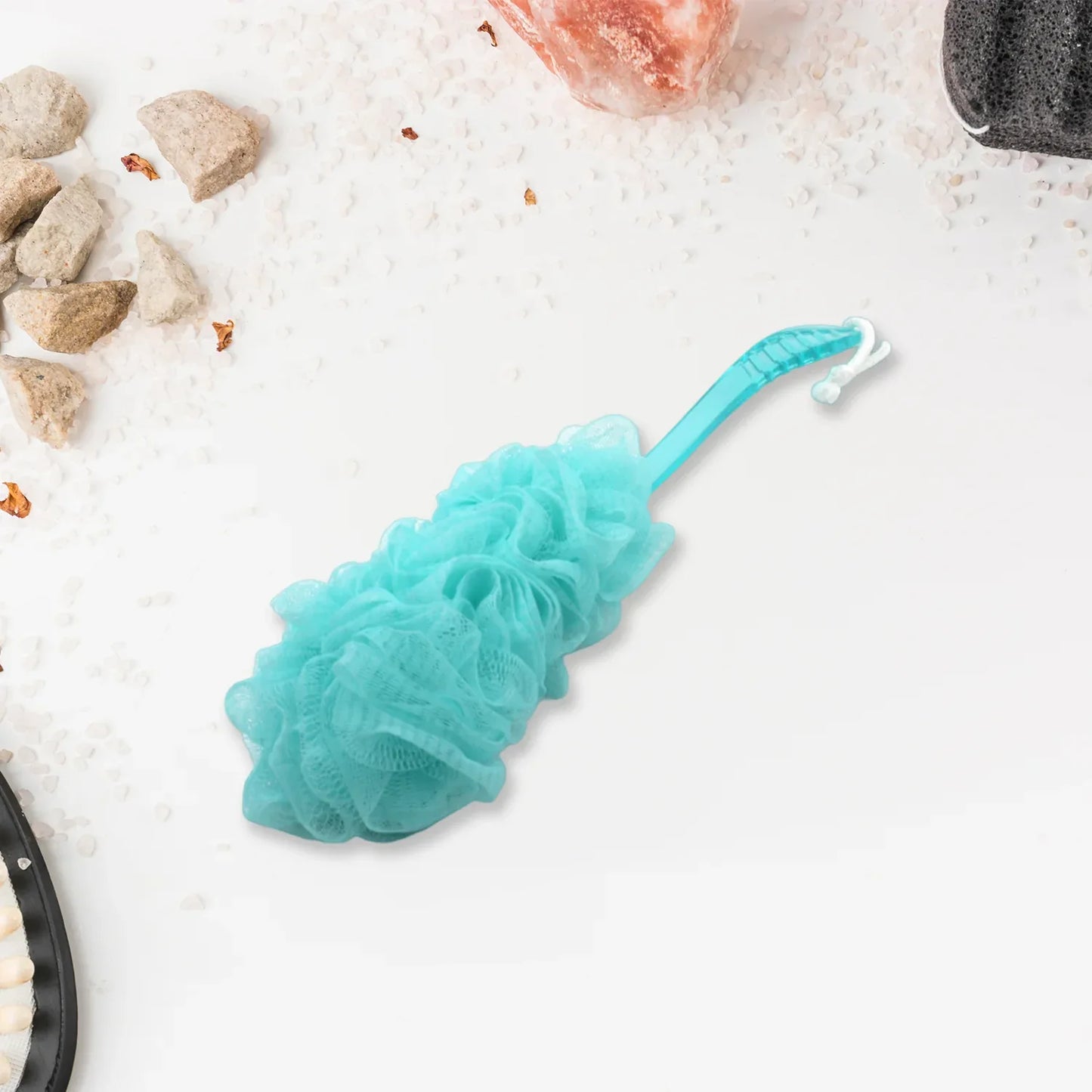 6702a Loofah Back Scrubber For Shower Long Handle Bath Sponge Shower Brush Soft Nylon Mesh Back Cleaner Washer Body Bath Brush For Women And Men Bathroom Shower Accessories (45 Cm) - Zidbik