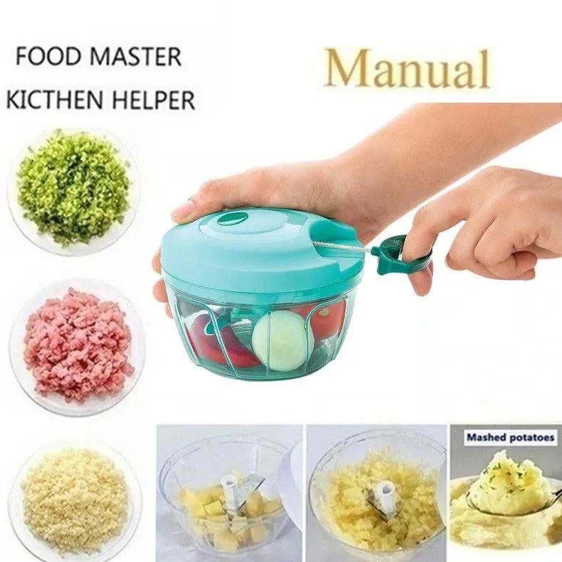 5959 Handy Mini Plastic Vegetable Chopper Cutter Onion Chopper Vegetables For Kitchen Accessories With 3 Blades - Zidbik