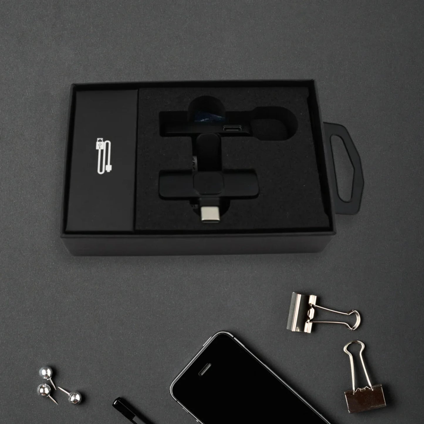 12639 Intelligent Noise Cancelling Live Streaming Clip On Microphone For Type-c For Iphone With Charging Mini Wireless Lapel Collar Microphone - Zidbik