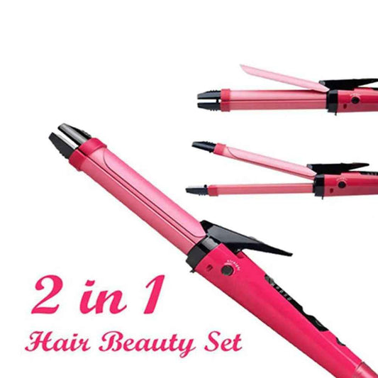 385 2 In 1 Hair Straightener And Curler Machine For Women Curl Straight Hair Iron - Zidbik