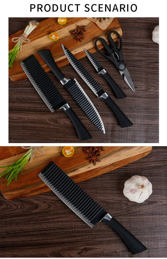 2285 Stainless Steel Knife Set With Chef Peeler And Scissor (6 Pieces) - Zidbik