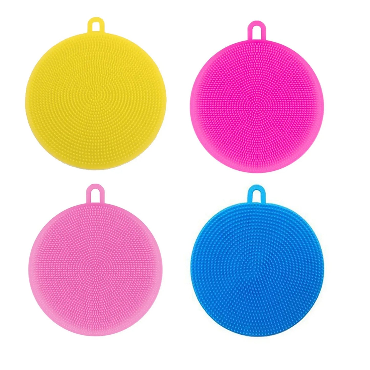 6078 Silicone Dish Scrubber Sponge Mildew Free Non Stick (Mix Color) - Zidbik