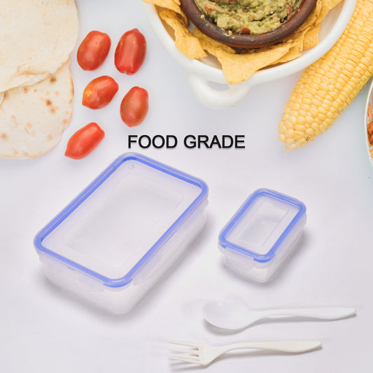 7070 Multipurpose Air Tight 4 Side Lock Food Grade Lunch Box With Small Square Container - Zidbik