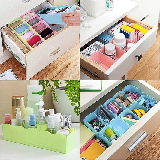 12680 Multi-function Desktop Drawer Storage Box Clothing Organizer 5 Grid Storage Box Underwear Socks Ties Organizer Box (4 Pc Set) - Zidbik
