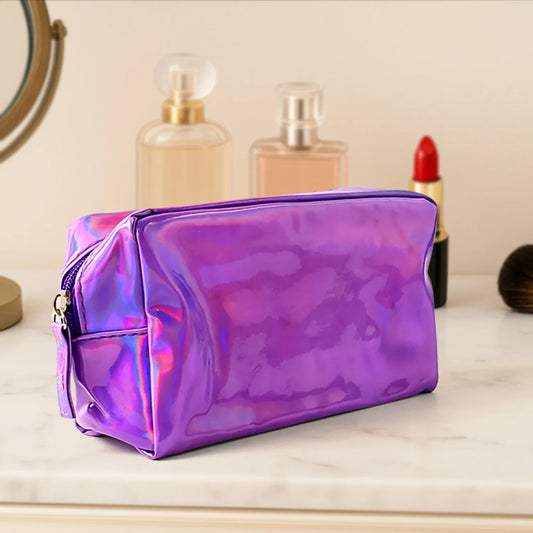 Holographic Shiny Waterproof Travel Cosmetic Pouch (1 Pc) - Zidbik
