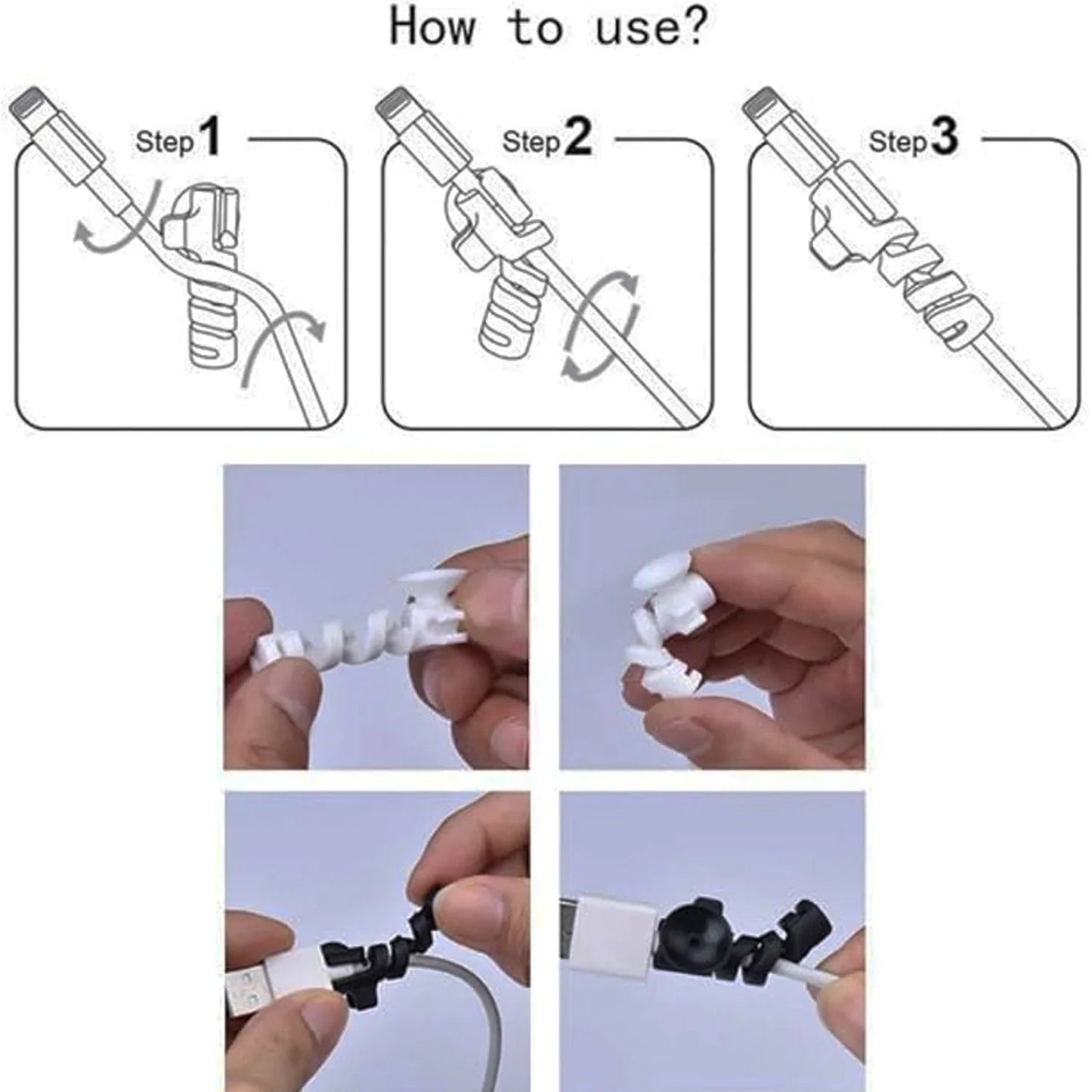 Cable Cord Protector Saver With Suction End (Suction Winder 4 Pcs Set) - Zidbik