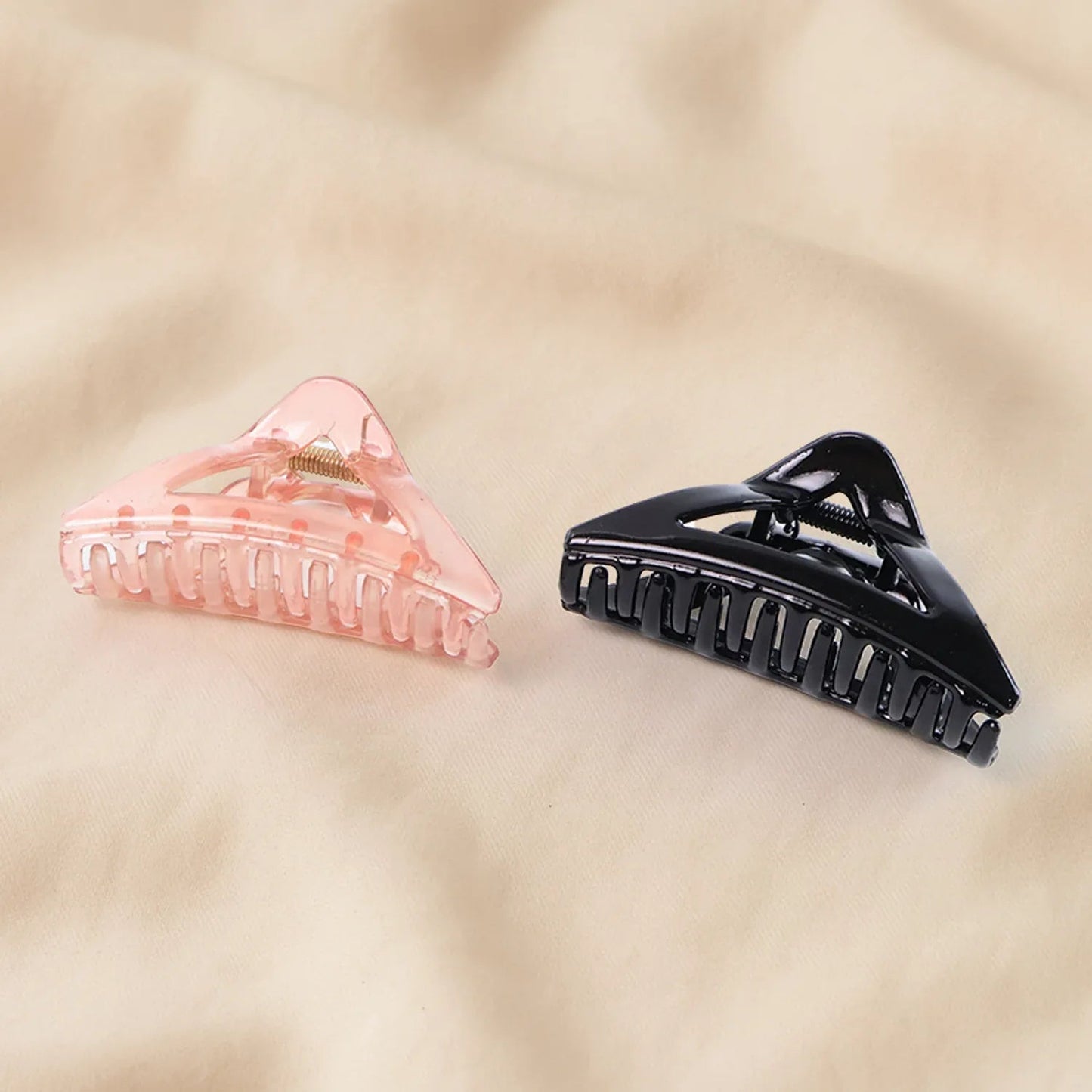 Triangle Shape Mix Color Plastic Hair Claw Clip 1 Pc Durable Grip For Women And Girls - Zidbik