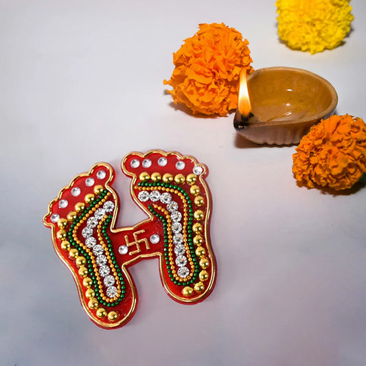 Decorative Laxmi Charan Paduka Sticker Set (Pack Of 2 Pc) - Zidbik