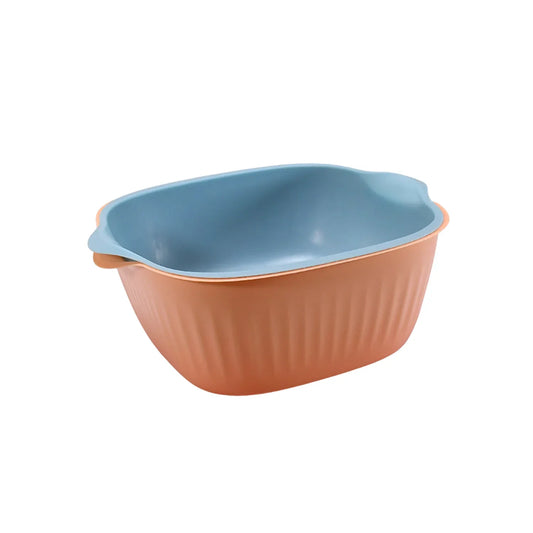 5228a Kitchen Bowl Plastic Washing Bowl And Strainer Drainer Basket For Home Kitchen Use - Zidbik