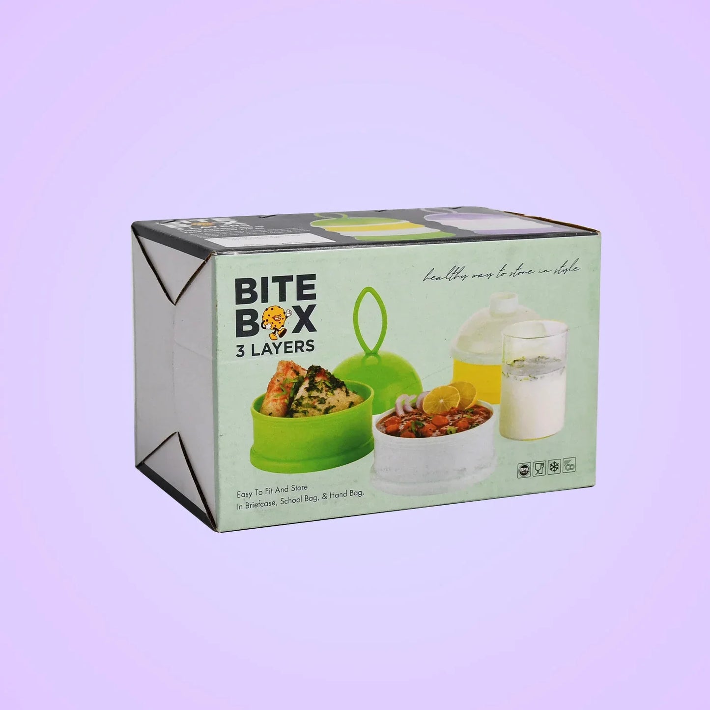 5924a 3 Layer Lunch Box Unique Design Bite Lunch Box With Liquid Food Container Lunch Box (Green) - Zidbik