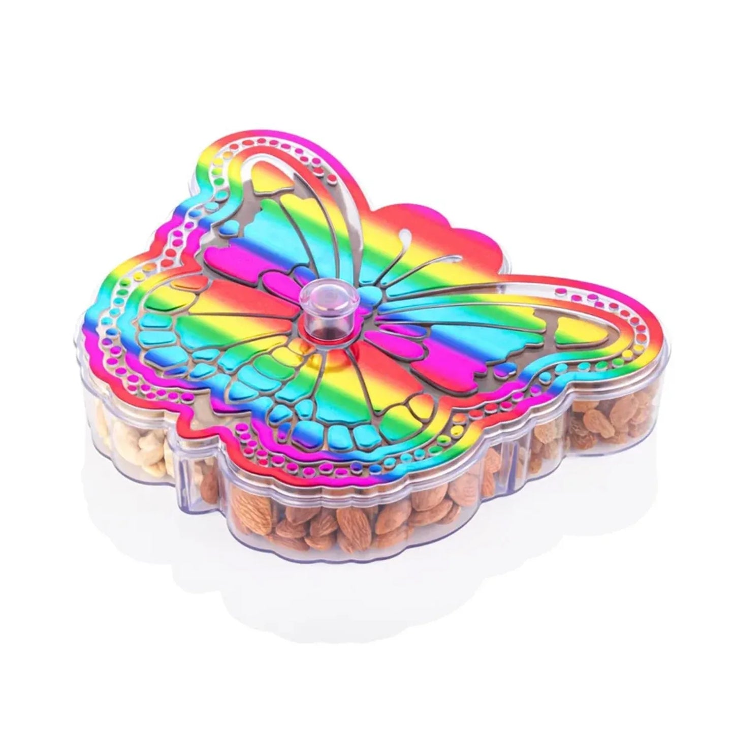 Butterfly Shape 4 Compartment Multipurpose Box Dry Fruit Box (1 Pc) - Zidbik