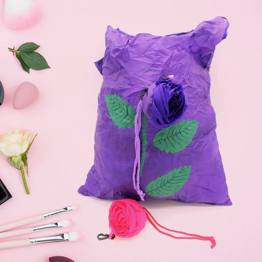 7741 Foldable Bag Cute Rose Shape Cover Reusable Bag Naylon Bag Nylon Shopping Carry Bags Large Reusable Foldable Bag Eco Friendly Shopping Folds To Pocket Size Tote Grocery Shoulder Handbag Travel Bag (1pc) - Zidbik