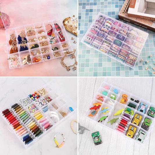 7673a 36 Grids Clear Plastic Organizer Jewelry Storage Box With Adjustable Dividers Transparent Organizer Box (1pc) - Zidbik