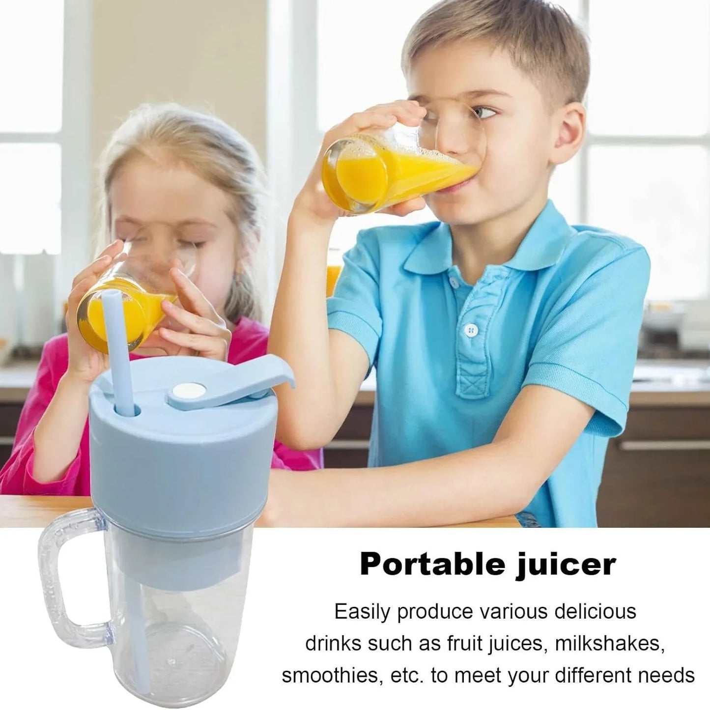 5841 2 In1 Portable Crusher Juicer With Handle Straw For Smoothie Sipper Usb Rechargeable (340 Ml) 6 Stainless Steel Blades Compact Juicer Mixer Juicer Portable Fresh Juice Blender Portable Electric Juicer ( 340 Ml ) - Zidbik