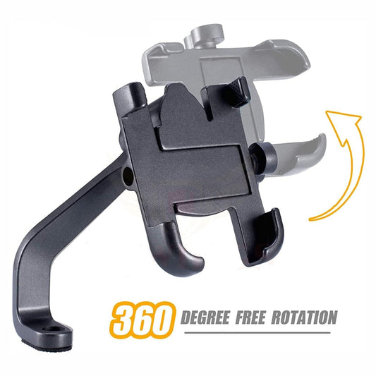12674 Full Metal Body Bike Scooty 360 Degree Rotating Mobile Holder Stand For Bicycle Motorcycle Scooty For Maps And Gps Navigation Fits All Smartphones (1 Pc) - Zidbik