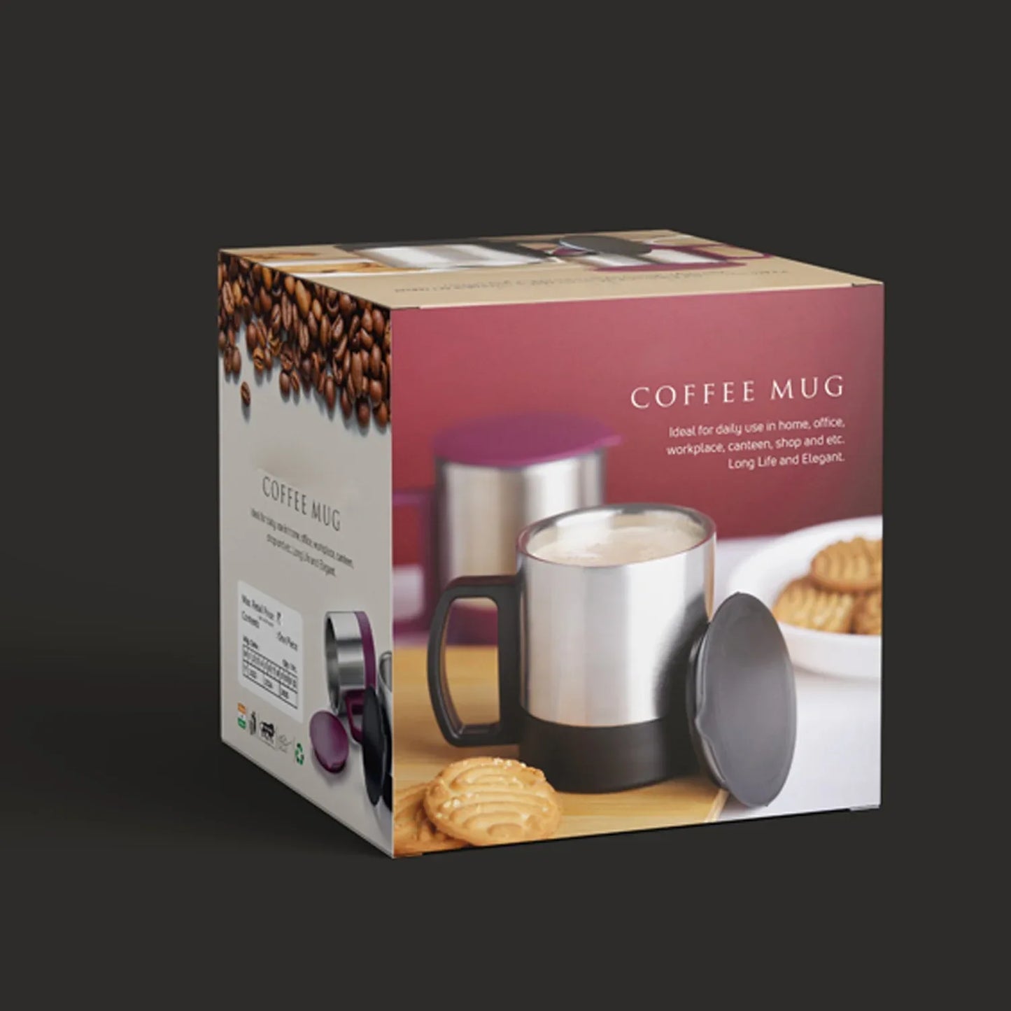 5565 Stainless Steel Coffeetea Cup Stainless Steel Lid Cover Hot Coffeetea Mug Hot Insulated Double Wall Stainless Steel Coffee And Milk Cup With Lid Handle Easy To Carry - Coffee Cup (1 Pc) - Zidbik