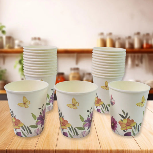 Disposable Paper Cups Disposable Tea Coffee Cups (24 Pcs Set Mix Color Design) - Zidbik