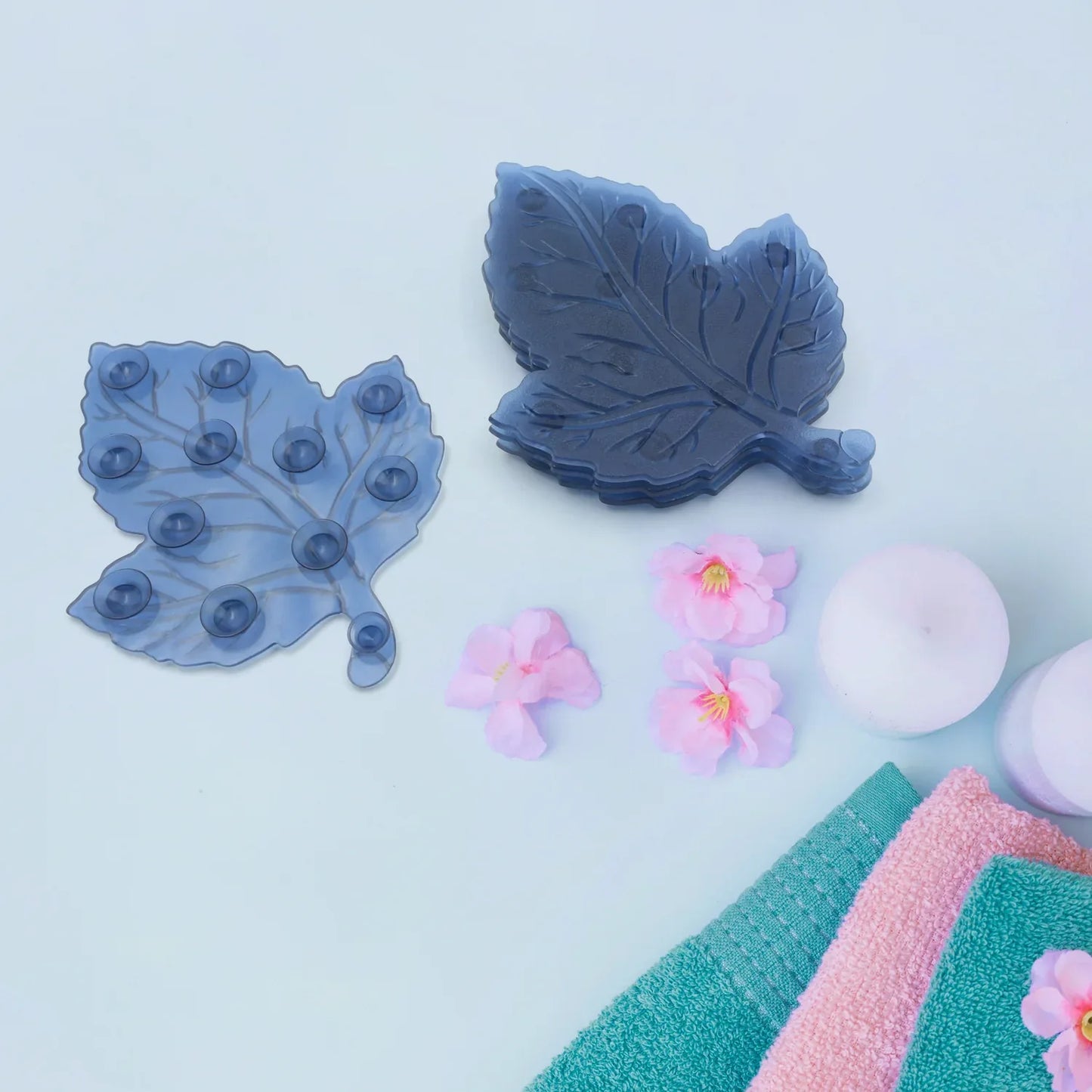 Mini Pvc Anti-slip Bat Mat Non Slip Baby Bath Mats Mini Child Safety Anti Slip Shower Mats Star Leaf Shaped For Kids (4 Pc Set) - Zidbik