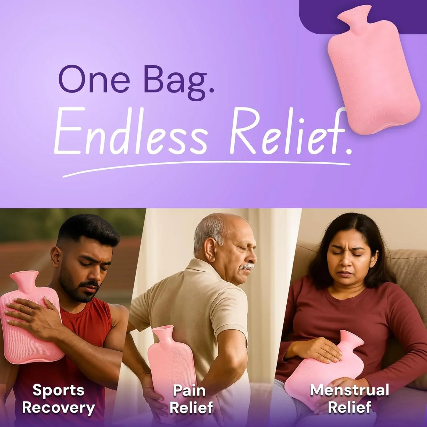 Premium Quality Rubber Hot Water Bag (31 X 19 Cm 1 Pc) - Zidbik