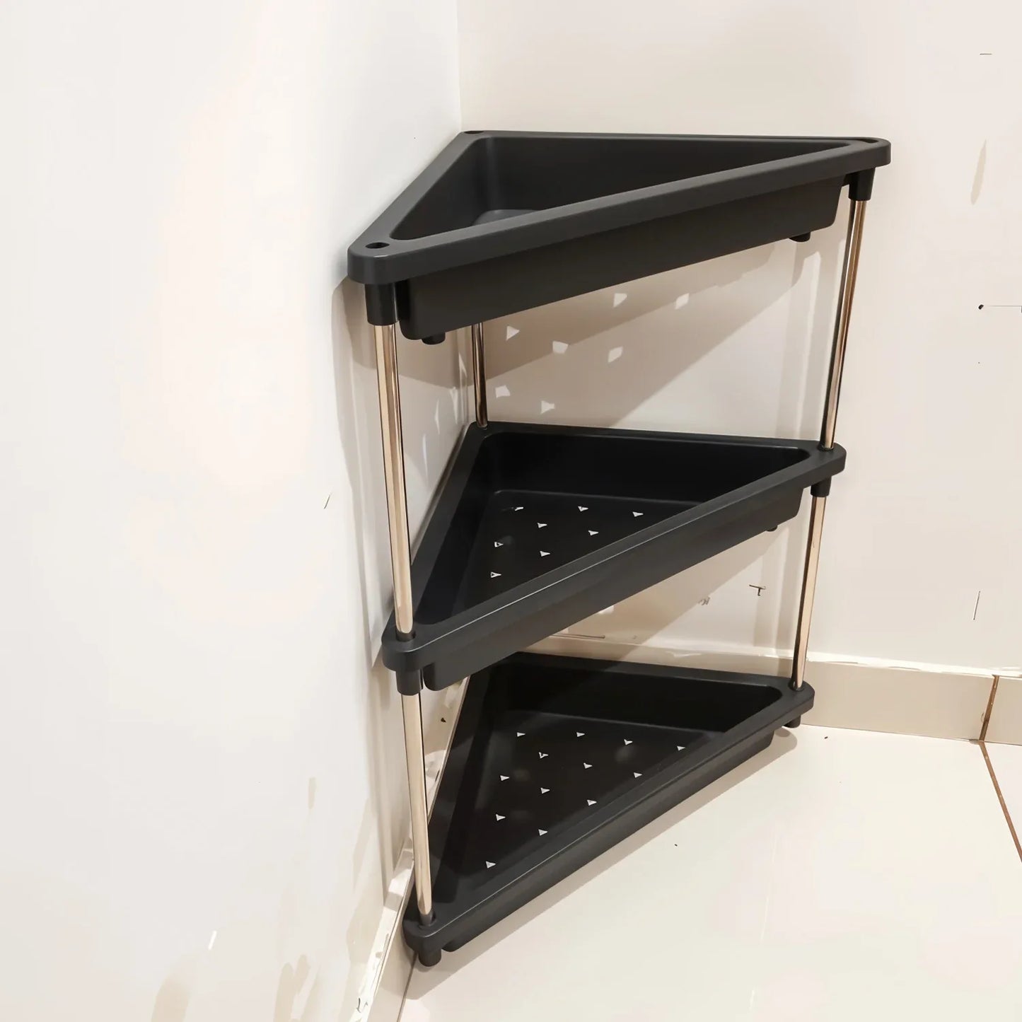 3-layer Multipurpose Plastic Corner Storage Rack - Zidbik