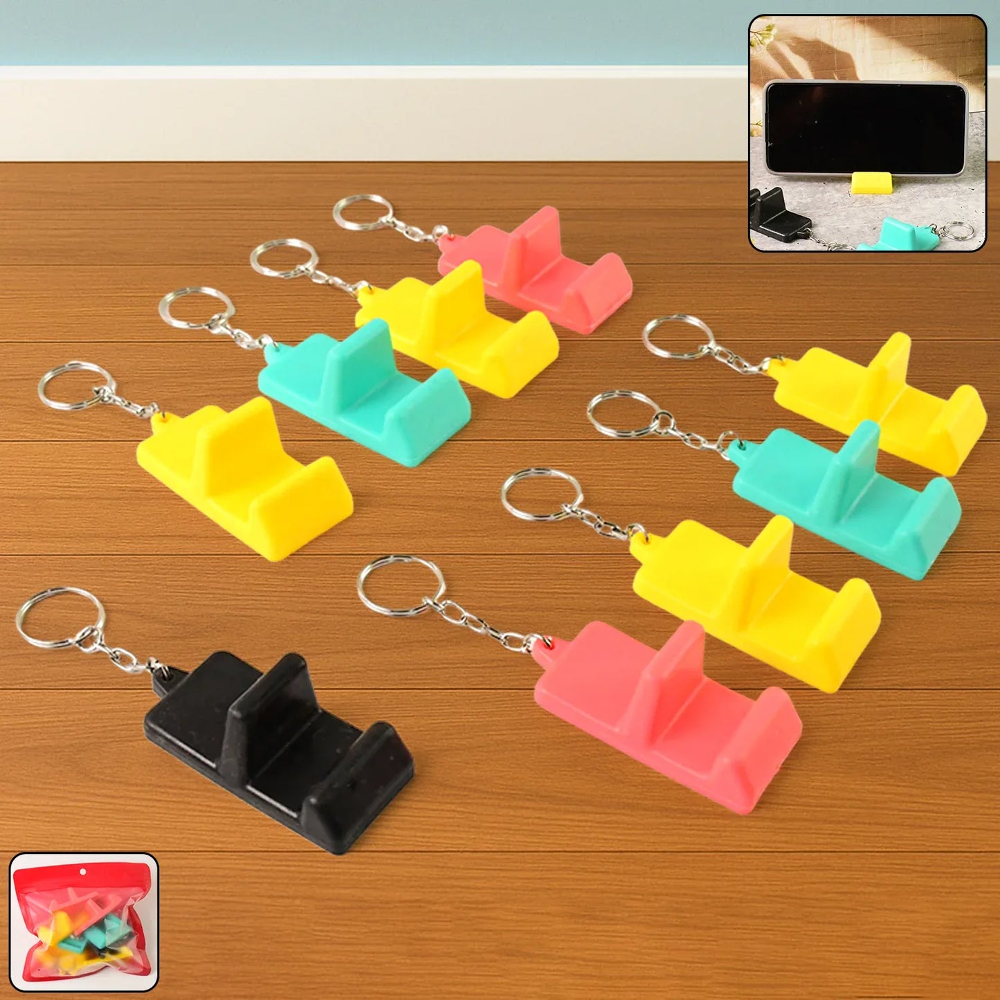 Plastic 2-in-1 Mobile Stand Keychain (9 Pc) - Zidbik