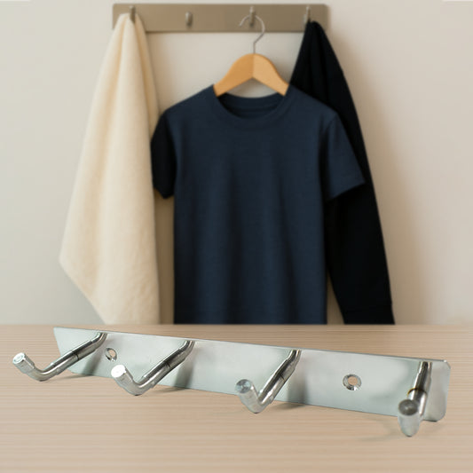 Stainless Steel Wall Mounted Coat 4 Hook Rack (20x3 1 Pc) - Zidbik