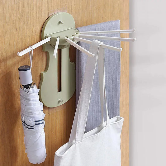7728 Plastic 7-in-1 Multifunction Retractable Wall-mounted Pull-out Hanger Rack Without Punching Hooks Up For Kitchen Bathroom - Zidbik
