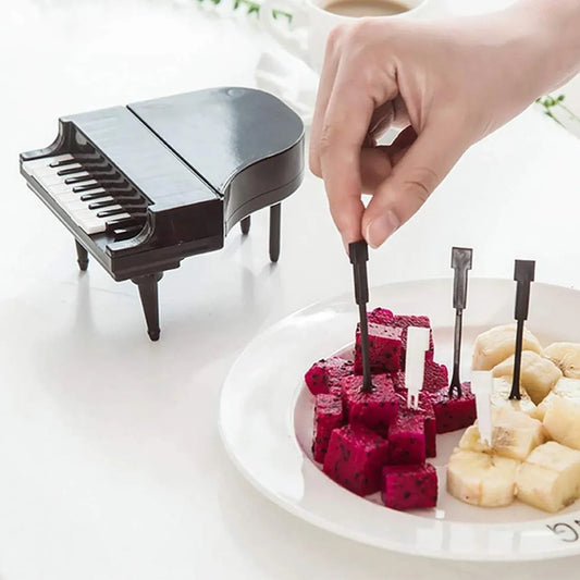 5538 10pcslot Creative Piano Fruit Forks Set Food Sticks For Dessert Fruit Snack Picking Kitchen Dining Tools (10 Pc Set) - Zidbik