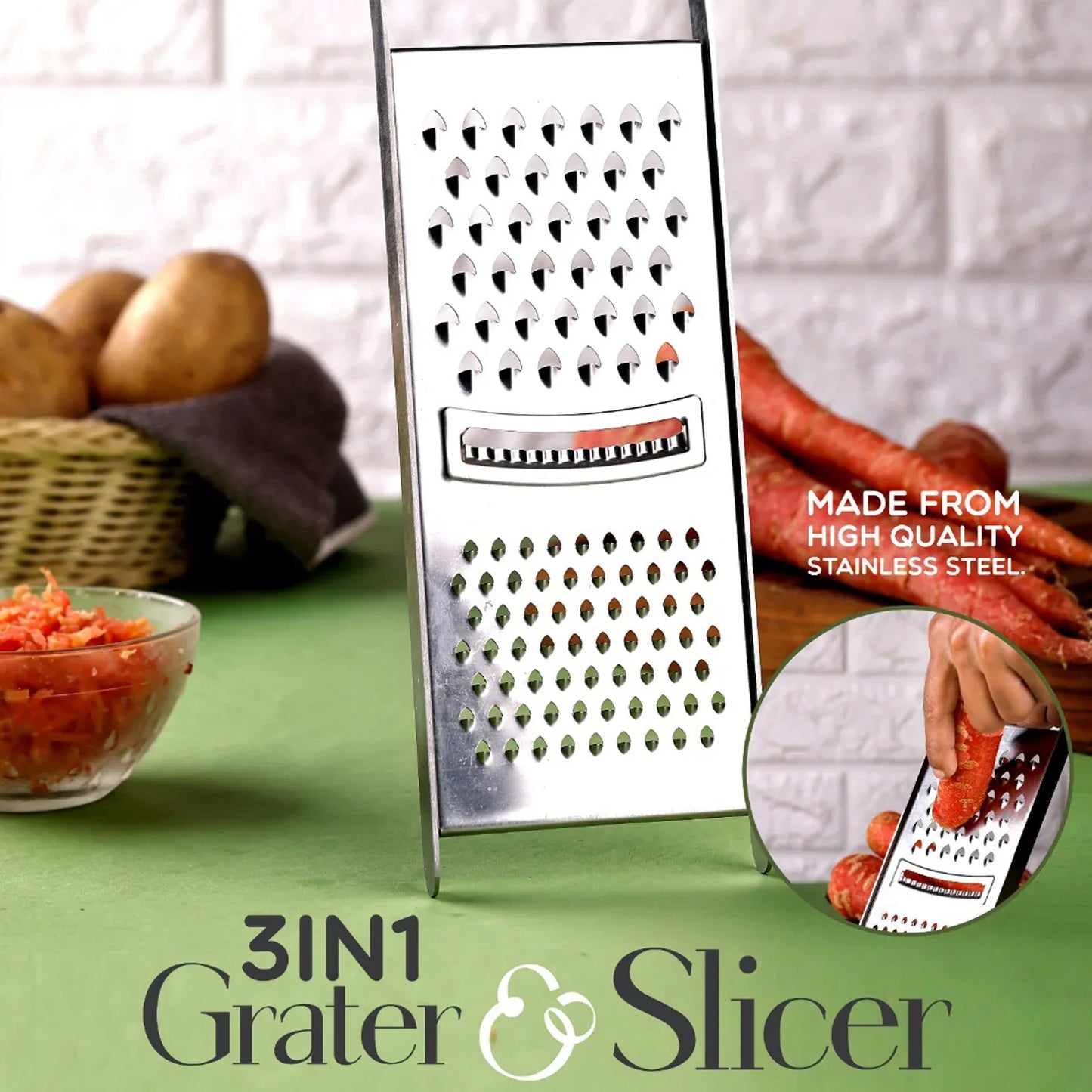 Apex Stainless Steel Grater Slicer (3 In 1) - Zidbik