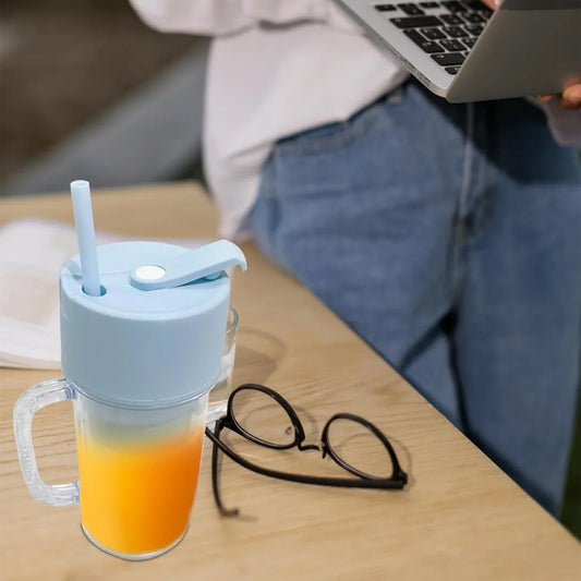 5841 2 In1 Portable Crusher Juicer With Handle Straw For Smoothie Sipper Usb Rechargeable (340 Ml) 6 Stainless Steel Blades Compact Juicer Mixer Juicer Portable Fresh Juice Blender Portable Electric Juicer ( 340 Ml ) - Zidbik