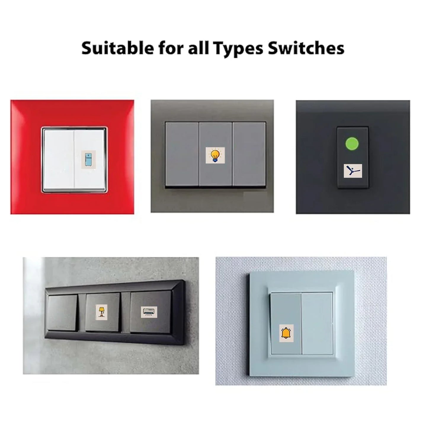 Pack Of 10 Sheet Smart Switch Icon Sticker Sheet (10 Sheet Multi Icons) - Zidbik