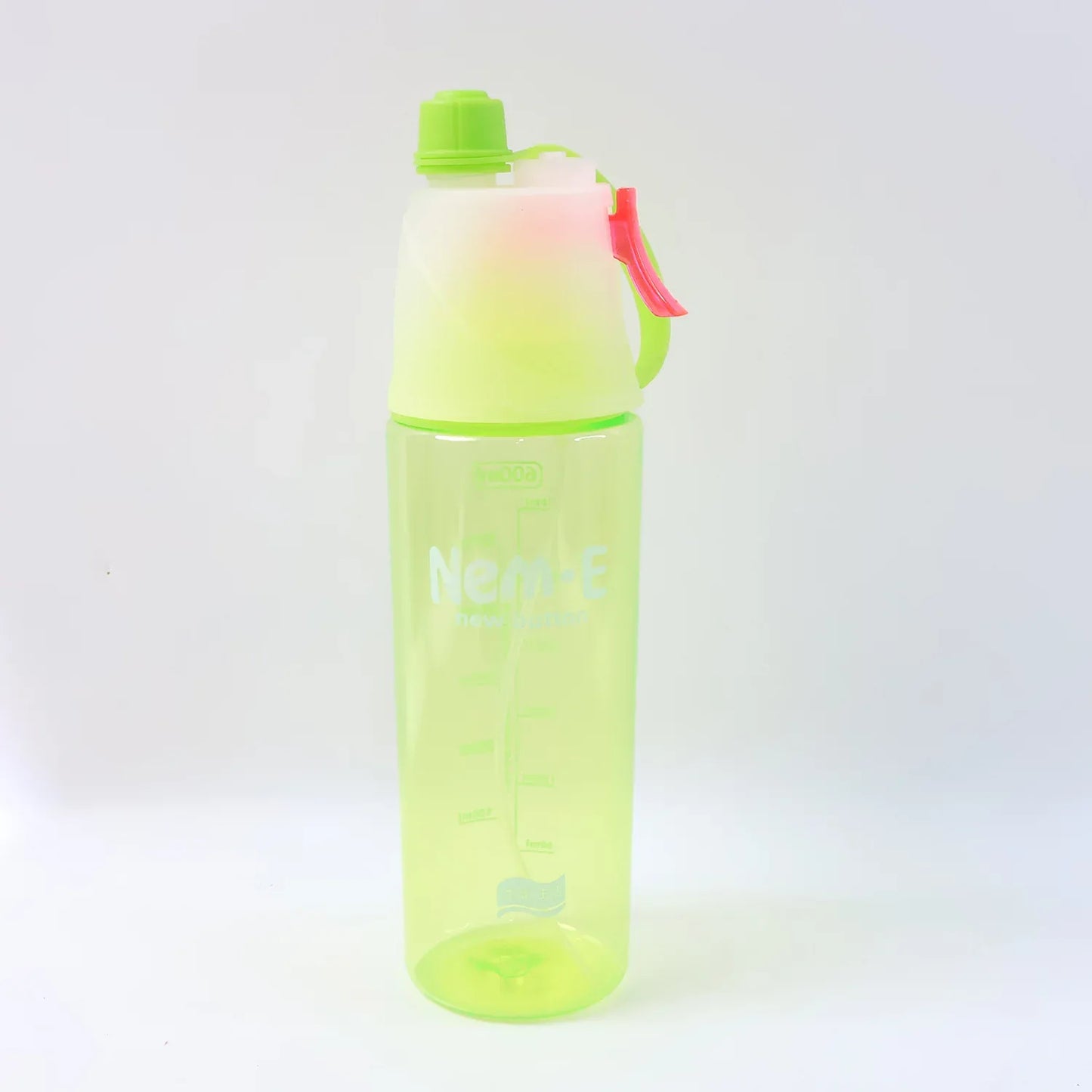 Plastic Dual Function Sports Water Bottle With Built-in Mist Spray And Leakproof Cap (600ml 1 Pc) - Zidbik