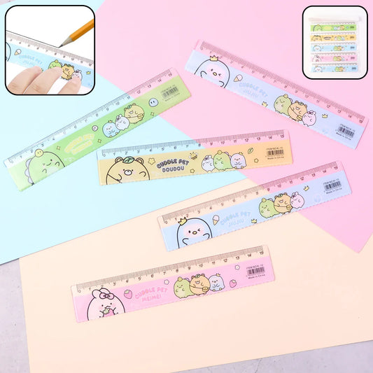 Premium Cute Cartoon Plastic Ruler Set For Kids (5 Pc) - Zidbik