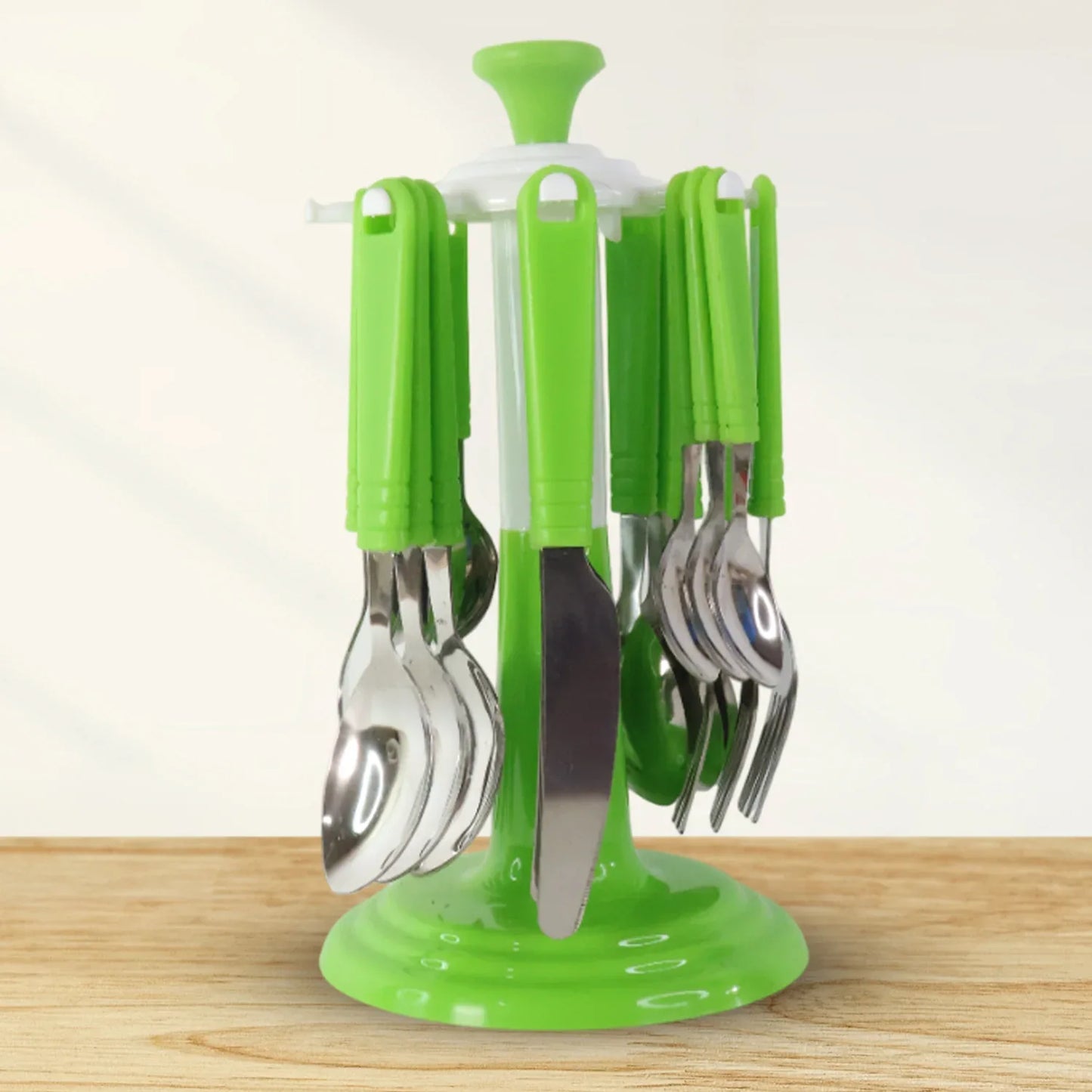 Stainless Steel Cutlery Set With Stand - (24 Pc) - Zidbik