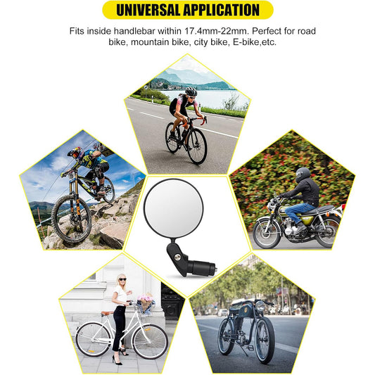 8505 Bar End Bike Mirror Safe Rearview Mirror 360 Rotatable Foldable Safety Bicycle Rear View Mirror Mirror Durable Bike Mirror (1 Pc) - Zidbik