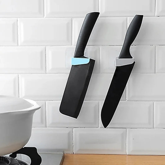 5733 Punch-free Wall Hanging Knife Holder Stand Knife Holder Kitchen Supplies Tool Holder Insert Knife Shelf Storage Rack (1 Pc ) - Zidbik