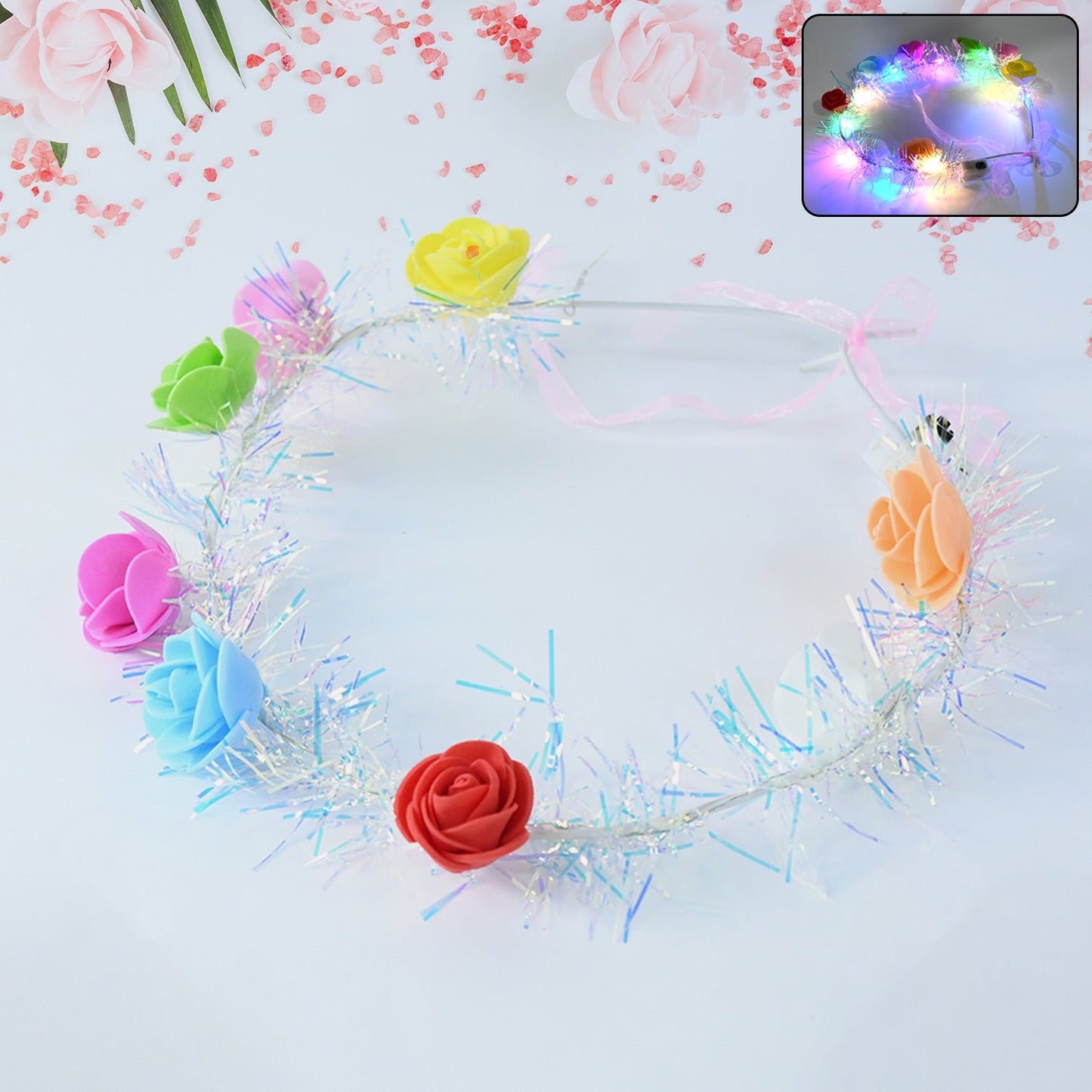 Led Flower Crown Headband Multicolor Light-up (1 Pc) - Zidbik
