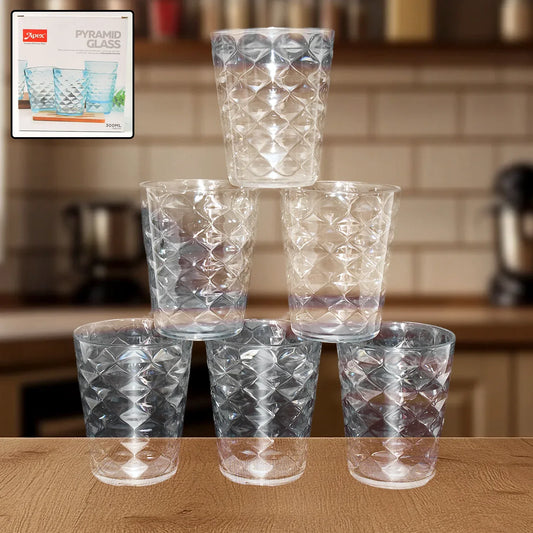 Apex Pyramid Design Unbreakable Plastic Glass 300 Ml - Zidbik
