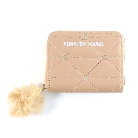 Stylish Kids Wallet With Soft Fur Zip Puller (1 Pc) - Zidbik