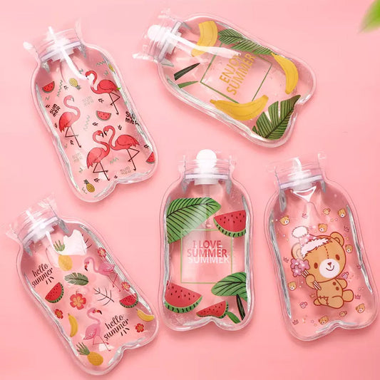6541 Transparent Multi Design Small Hot Water Bag With Cover For Pain Relief Neck Shoulder Pain And Hand Feet Warmer Menstrual Cramps. - Zidbik