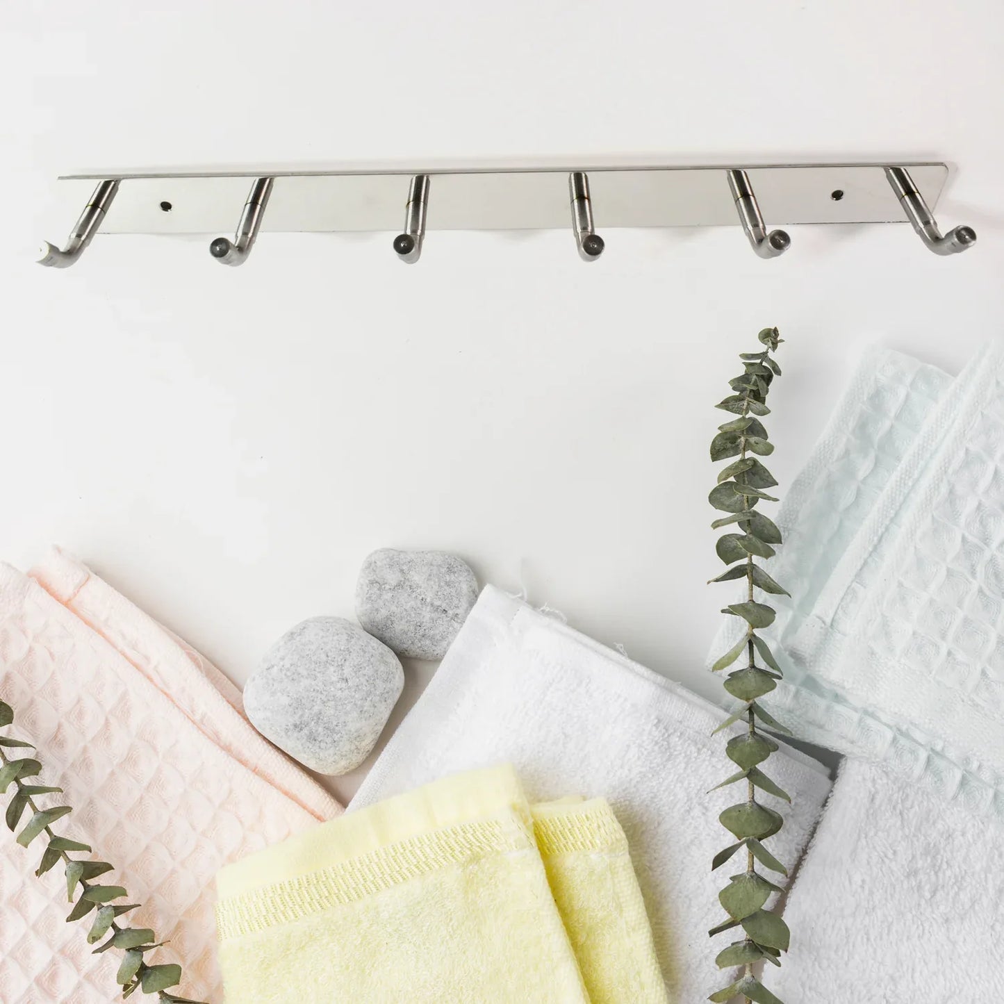 Stainless Steel Wall Mounted Coat 6 Hook Rack (32x3 1pc) - Zidbik