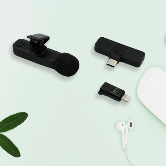 12639 Intelligent Noise Cancelling Live Streaming Clip On Microphone For Type-c For Iphone With Charging Mini Wireless Lapel Collar Microphone - Zidbik